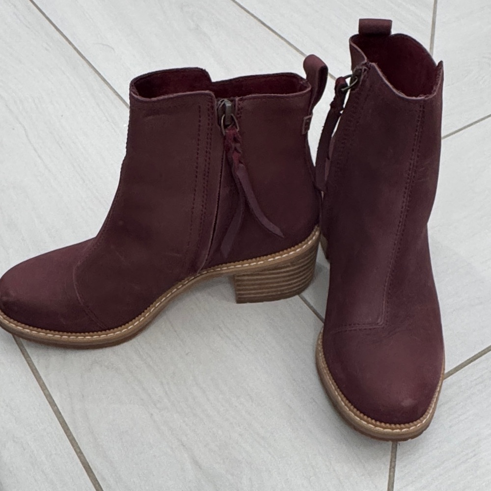Toms Burgundy Ankle Booties for Women